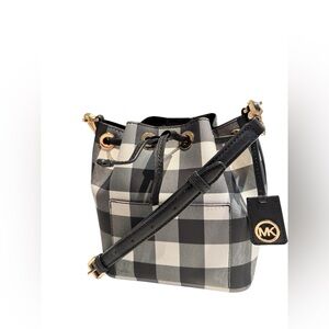 Michael Kors Black and White Checkered Crossbody Bag